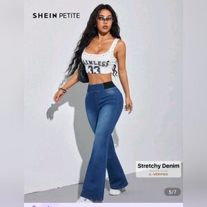 SHEIN Petite Stretchy Denim Flare Jeans 6 P. Fits Amazing For 28
